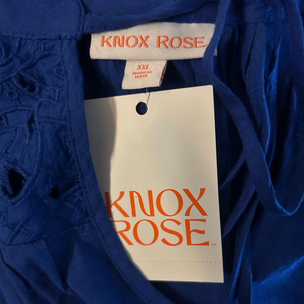 Knox Rose NWT Eyelet Top with Tassels - Royal Blue - Size XXL - Picture 5 of 8